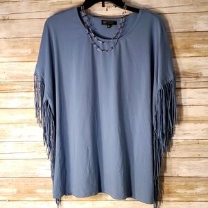 DG2 Diane Gilman Fringed Side Top XL EUC